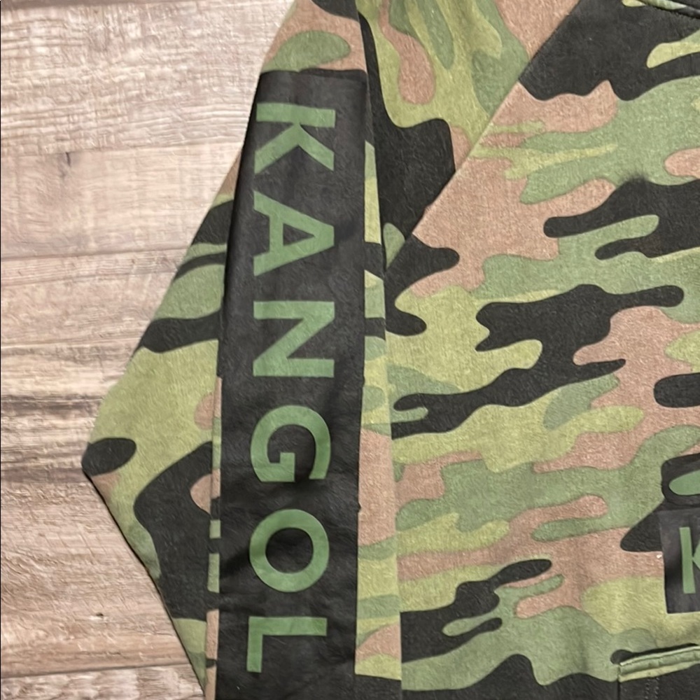 Vintage Kangol Green and Black Camouflage Hoodie Sweatshirt - Picture 4 of 6